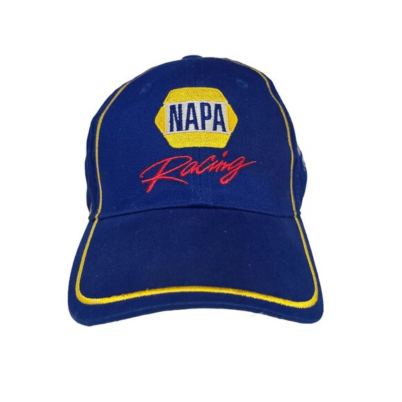 Vtg NAPA Racing Hat #55 Michael Waltrip Adjustable Strap Racing Cap Blue Yellow - Picture 1 of 10